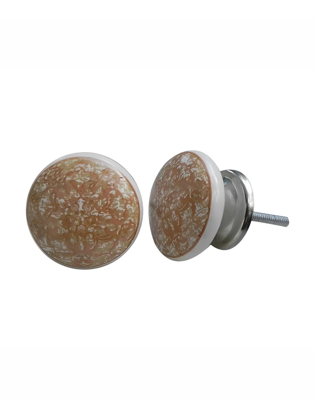

Indianshelf Brown & White 4 Pieces Round Printed Ceramic Drawer Knobs