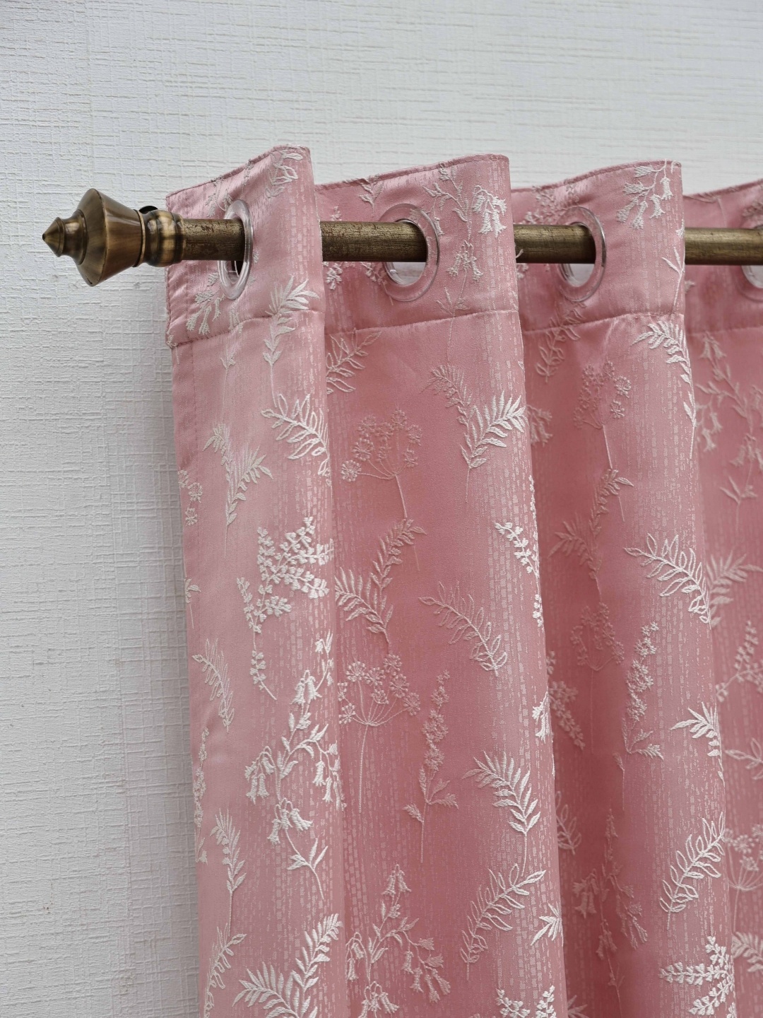 

Ariana Coral & White Floral Room Darkening Jacquard Window Curtain