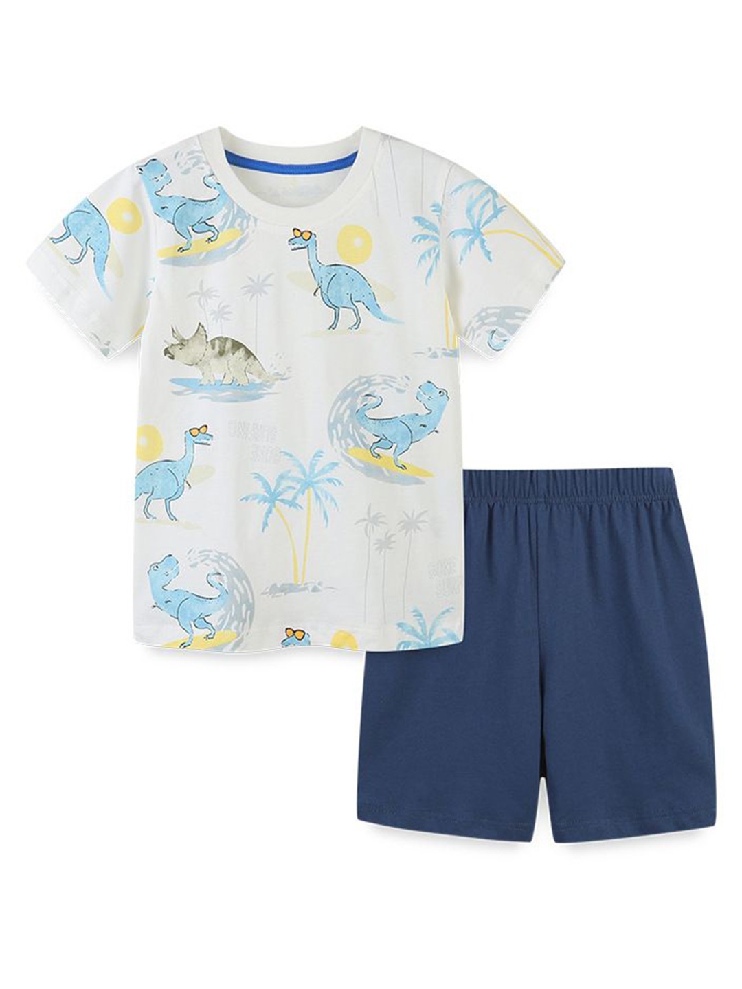 

StyleCast White Boys Printed Pure Cotton T-shirt With Shorts