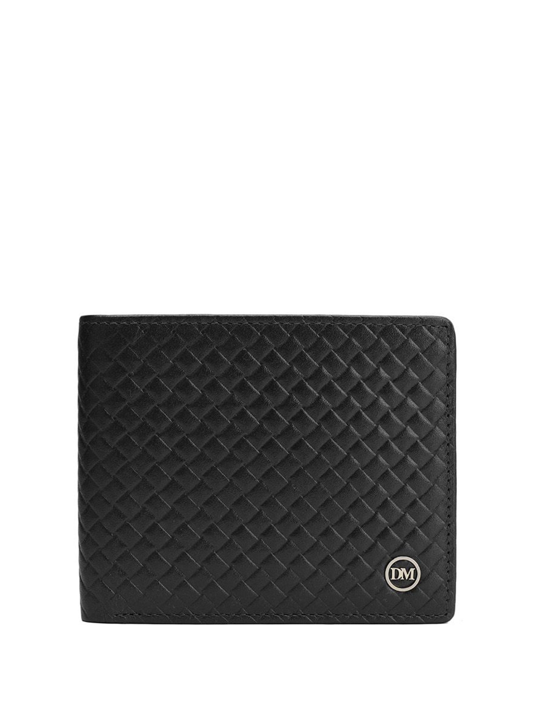

Da Milano Men Textured Leather Two Fold Wallet, Black
