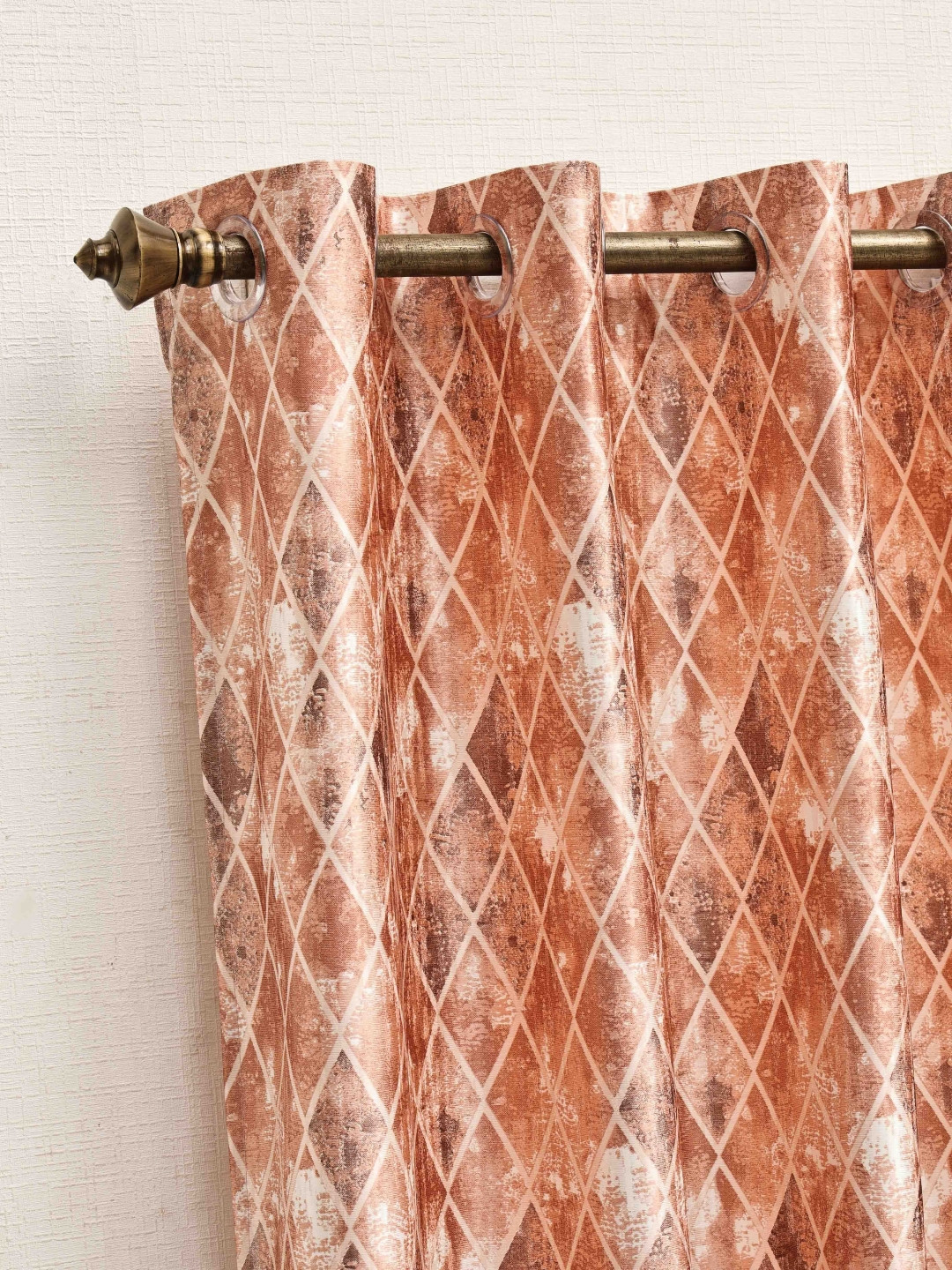 

Ariana Rust & Beige Geometric Room Darkening Jacquard Window Curtain