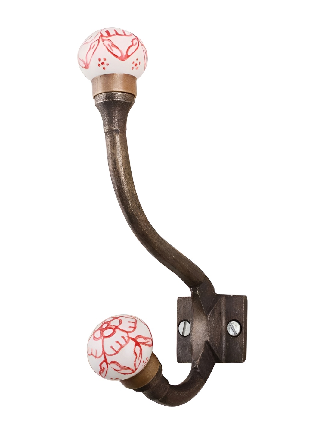 

Indianshelf Red & White 4 Pieces Printed Iron Hooks