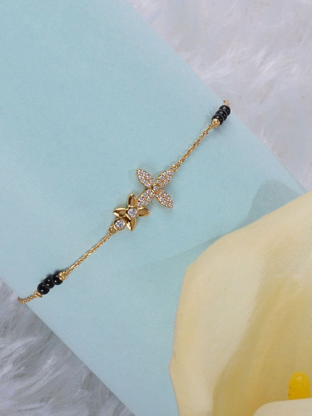 

PALMONAS 18K Gold-Plated Cubic Zirconia Studded Manasvini Mangalsutra Bracelet