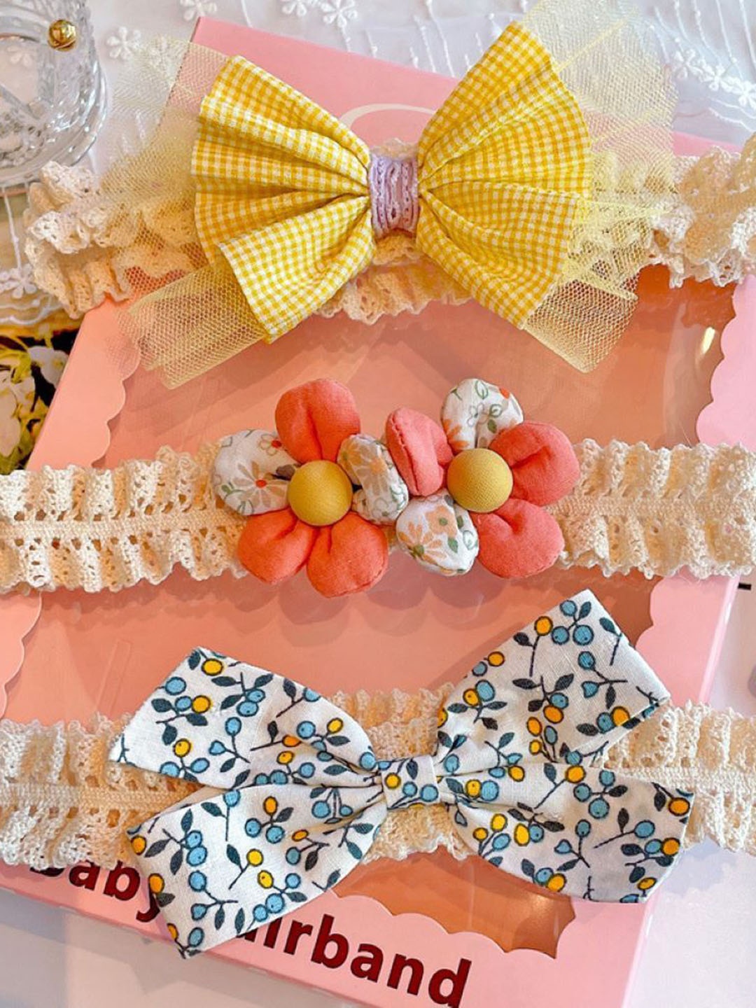 

SYGA Girls Flower Bow Bandana Headband, Yellow