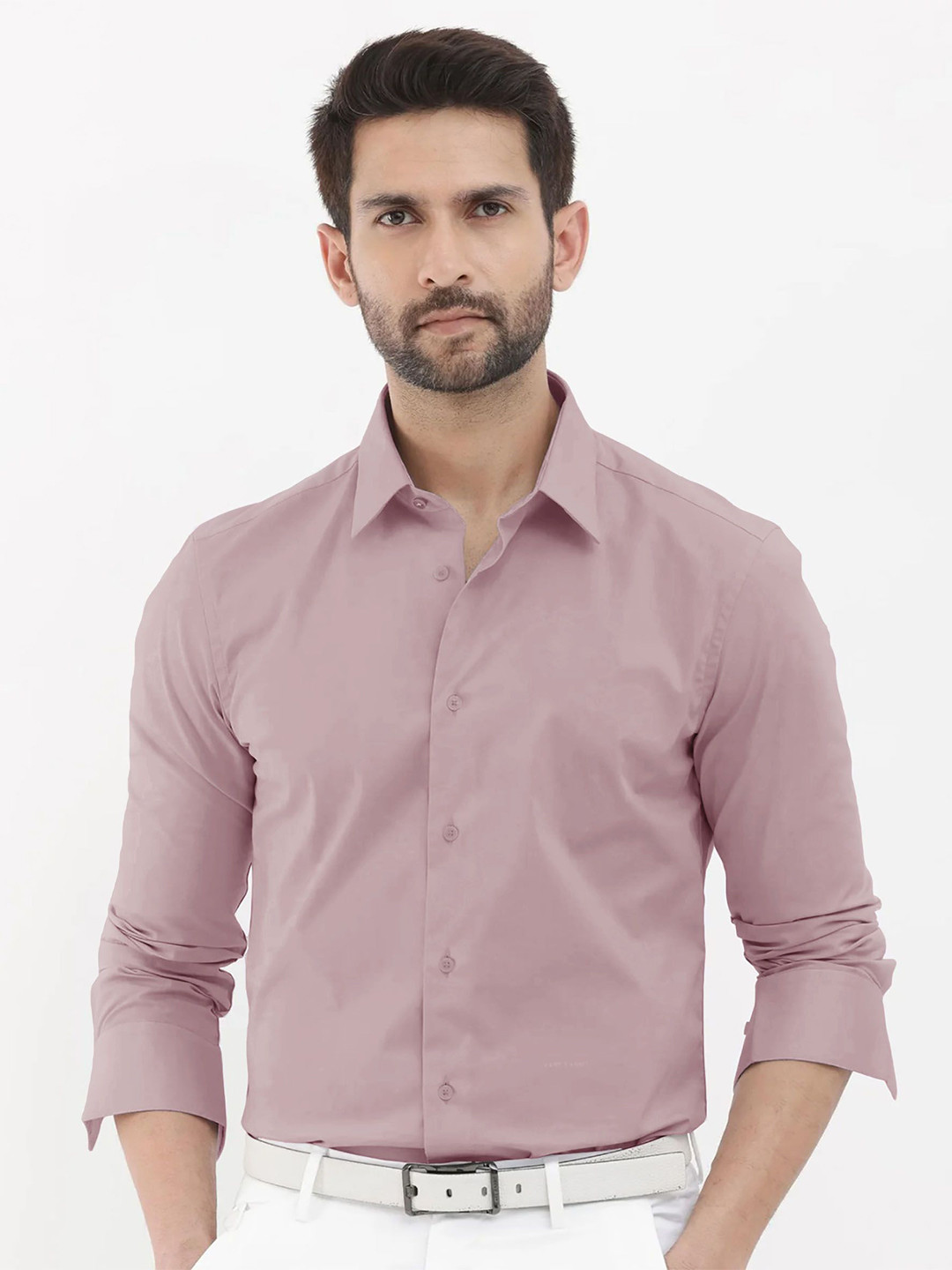 

J White by Vmart Men Classic Solid Spread Collar Tailored Fit Pure Cotton Formal Shirt, Mauve