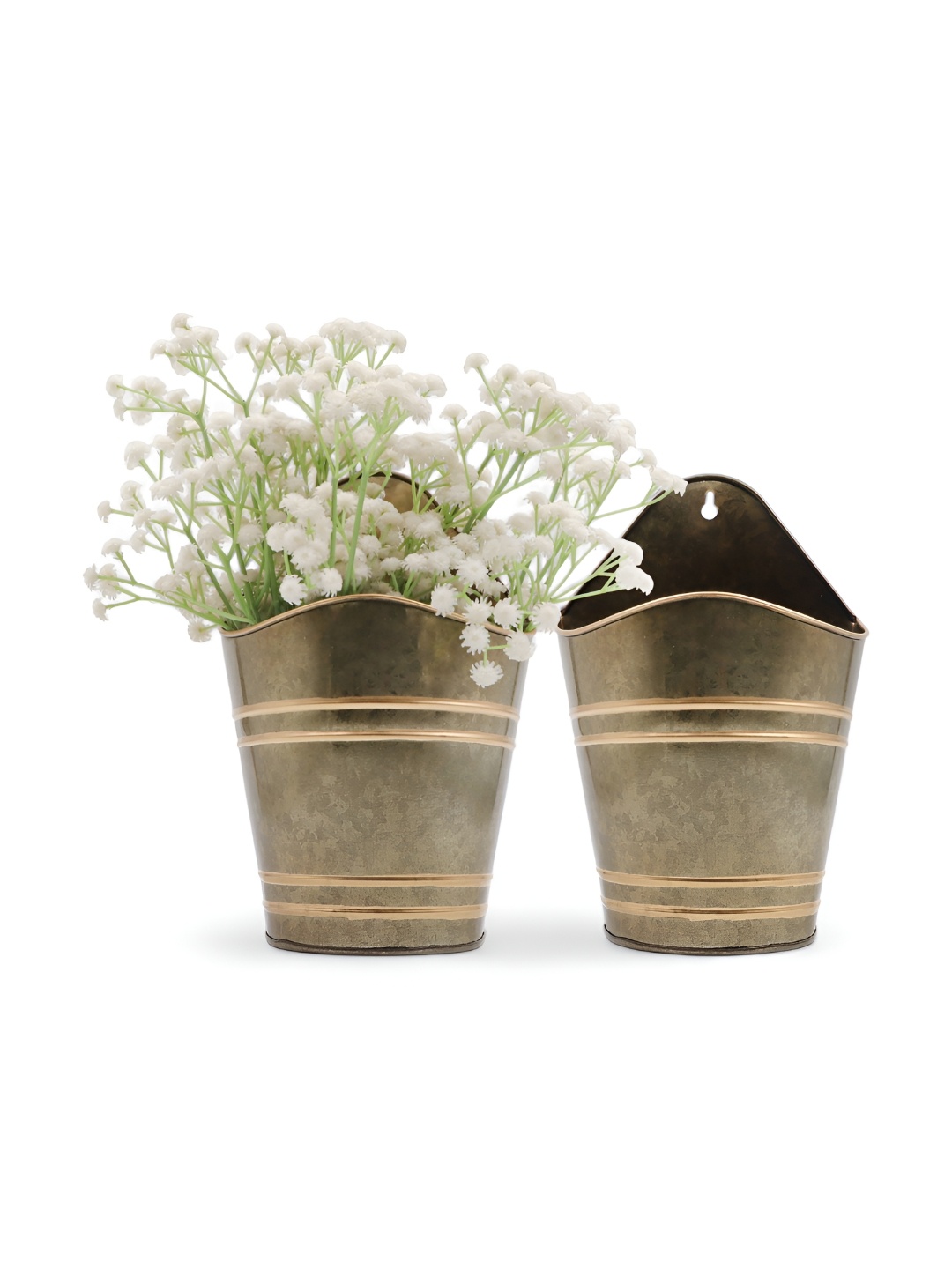 

HOSLEY Grey & Yellow 2 Pieces Textured Wall Planters