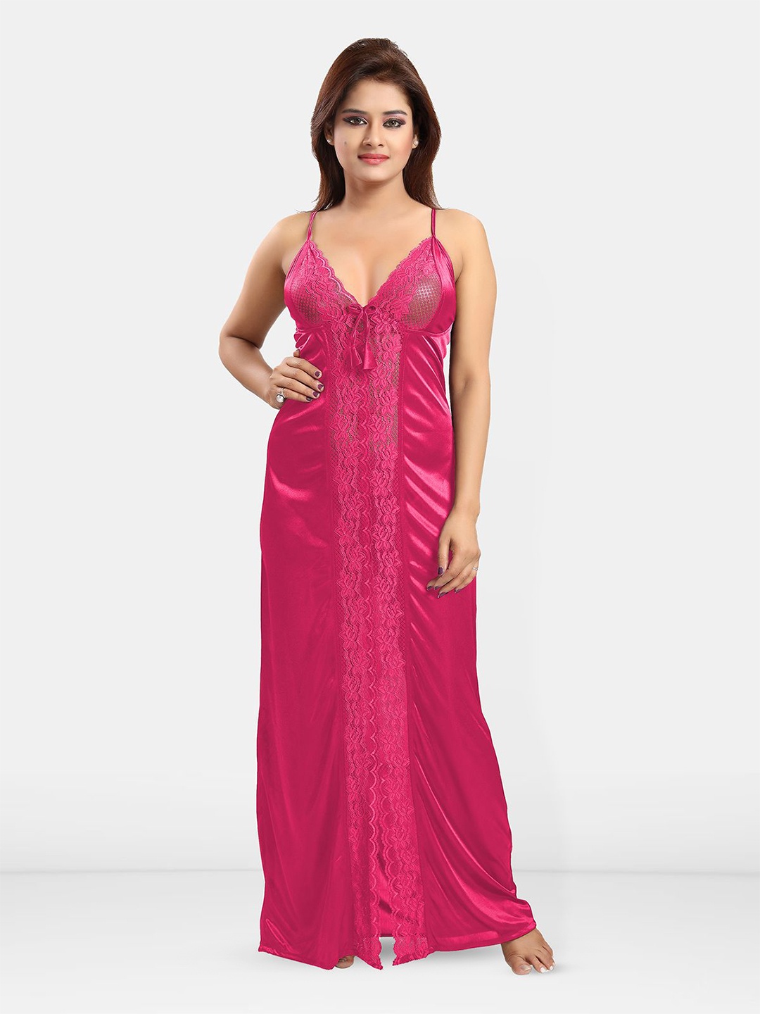 

Be You Satin Maxi Sweat Nightdress, Magenta