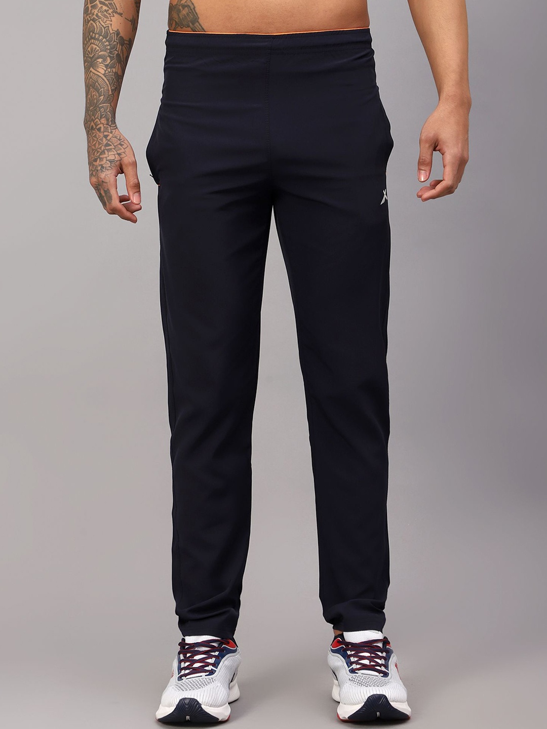 

VECTOR X Men Mid- Rise Slim Fit Track Pants, Navy blue