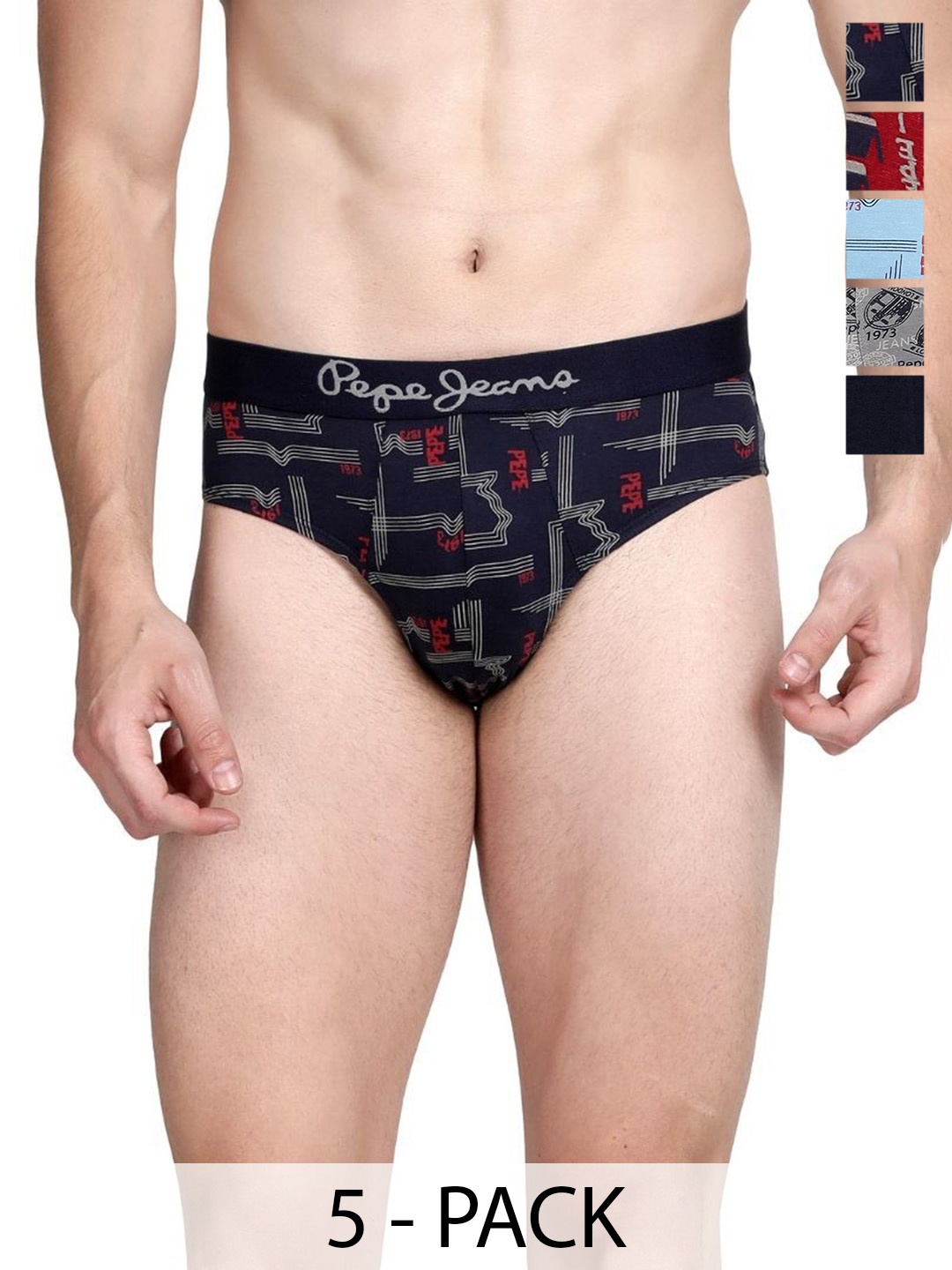 

Pepe Jeans Pack Of 5 Men Pure Cotton Briefs CLB05-VC-Pk5-Combo1, Black