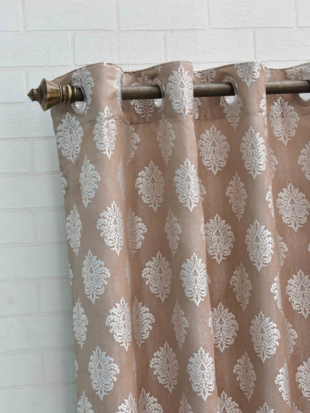 

Ariana Coffee Brown Floral Room Darkening Window Curtain