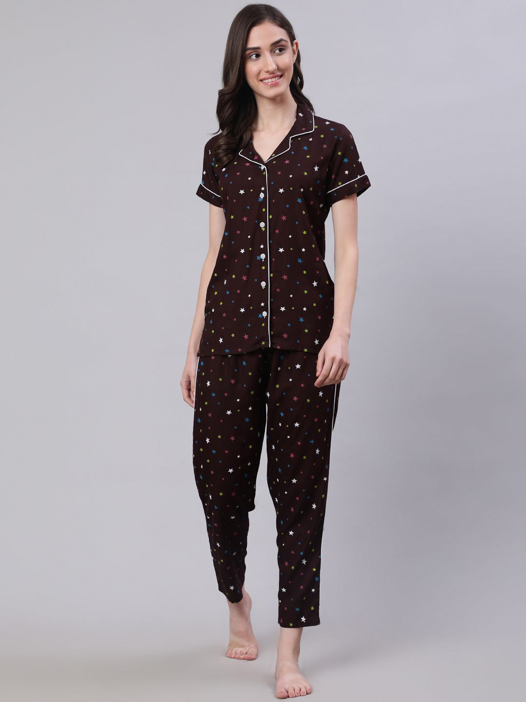

Light Daisy Women Printed Night suit, Brown