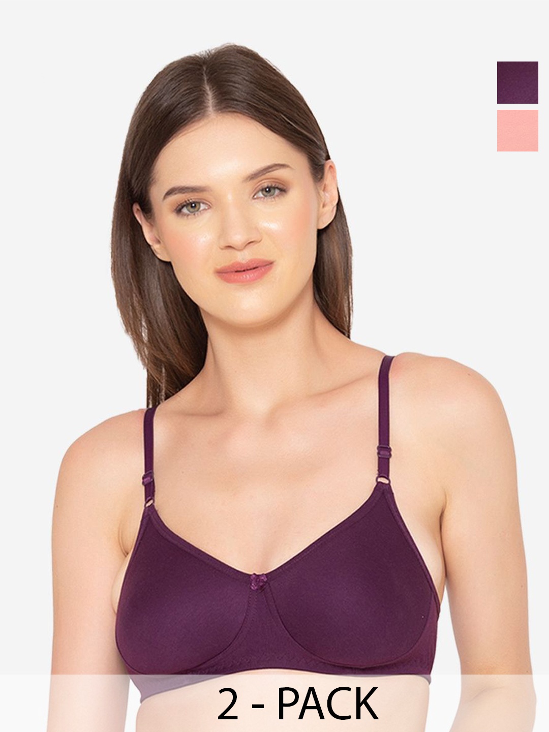 

GROVERSONS Paris Beauty Pack of 2 Women Full Coverage Non Padded Everyday Bra, Peach