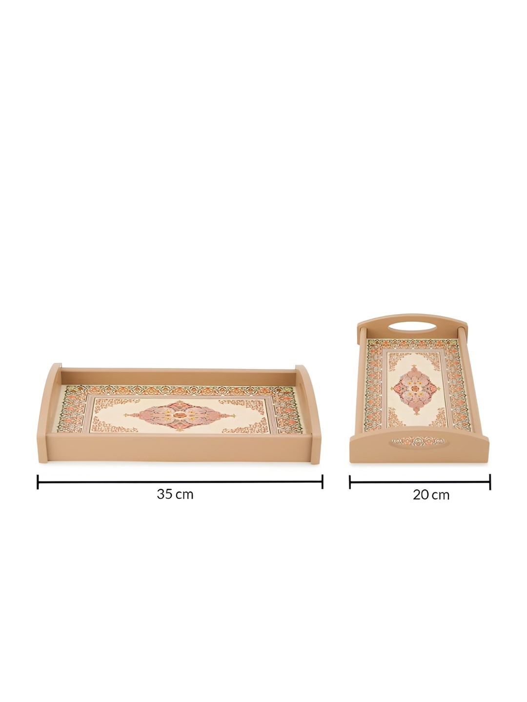 

Fabindia Beige & White Ethnic Motifs Printed Wooden Serving Tray