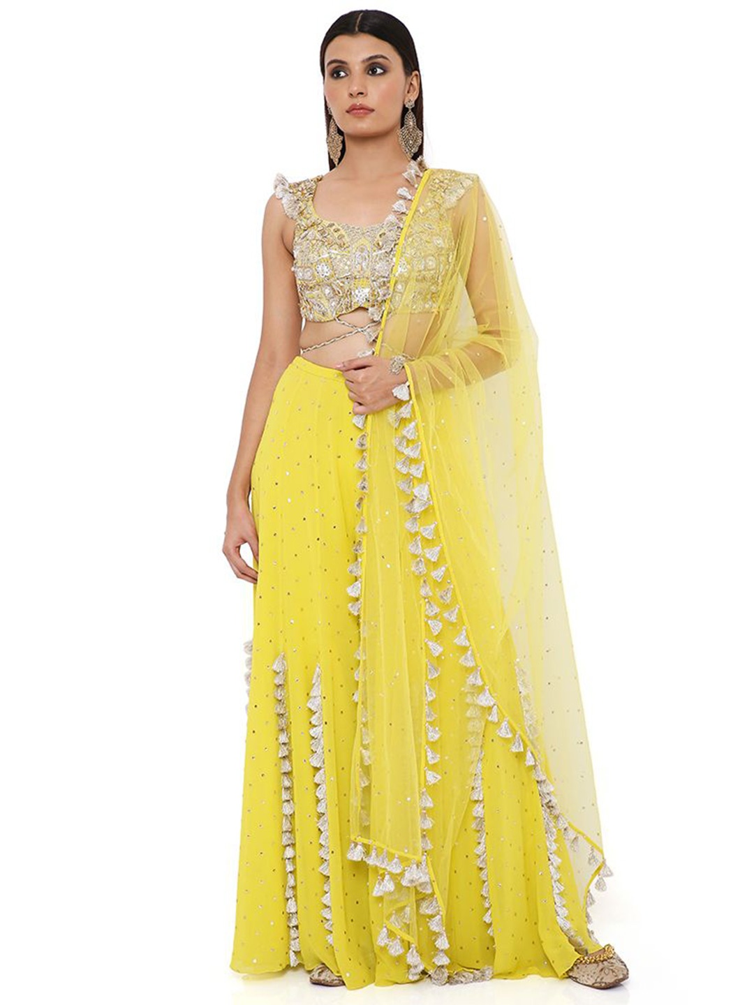 

Payal Singhal Embellished Top with Palazzo & Dupatta, Yellow