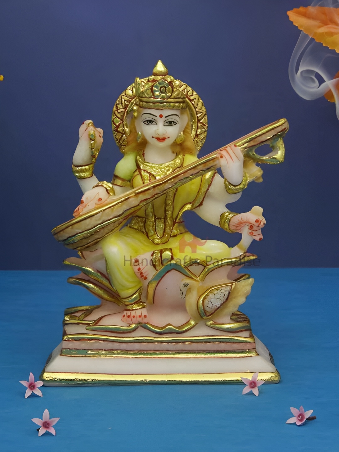 

HANDICRAFTS PARADISE White & Gold toned Religious Idol Showpiece