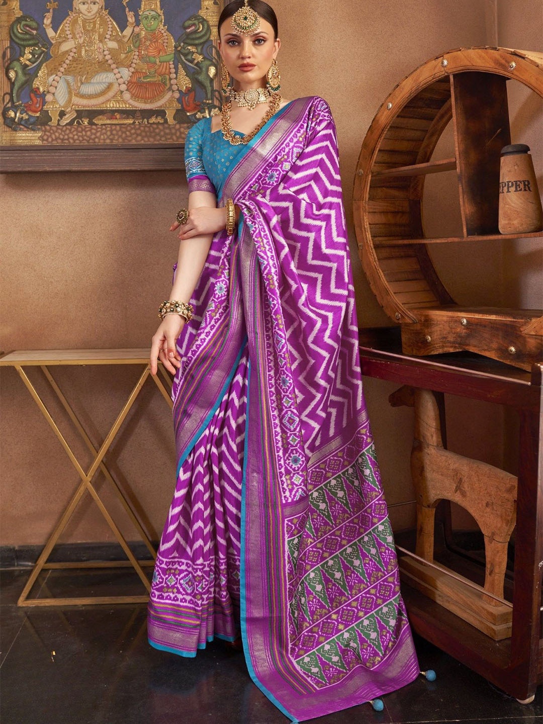 

MySilkLove Zari Patola Saree, Purple