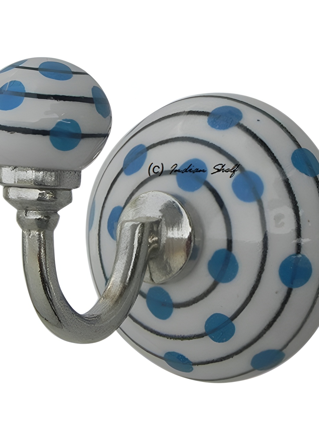 

Indianshelf Blue & Grey 4 Pieces Printed Metal Hooks