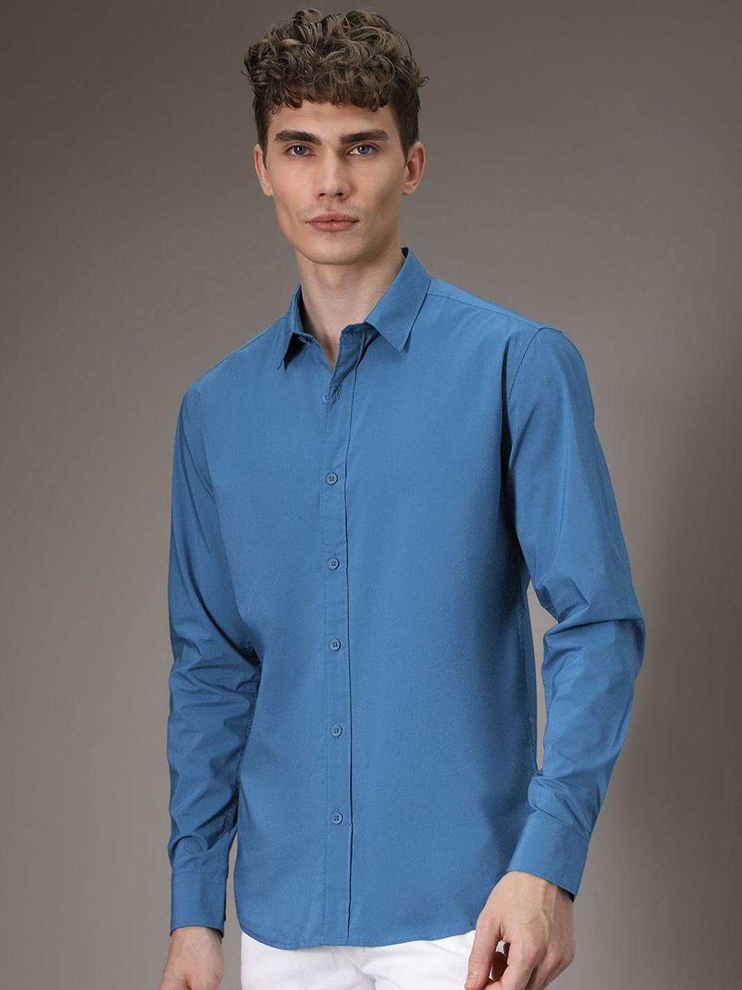 

Banana Club Men Long Sleeves Cotton Shirt, Blue