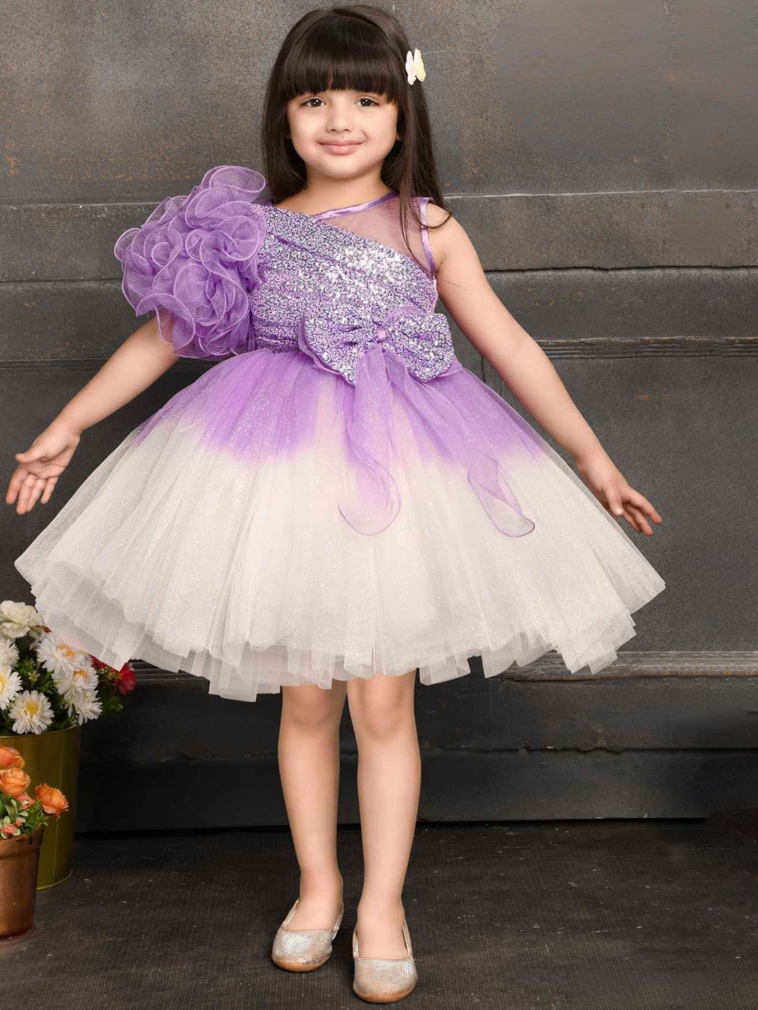 

Lagorii Girls Net Fit & Flare Bow Dress, Purple