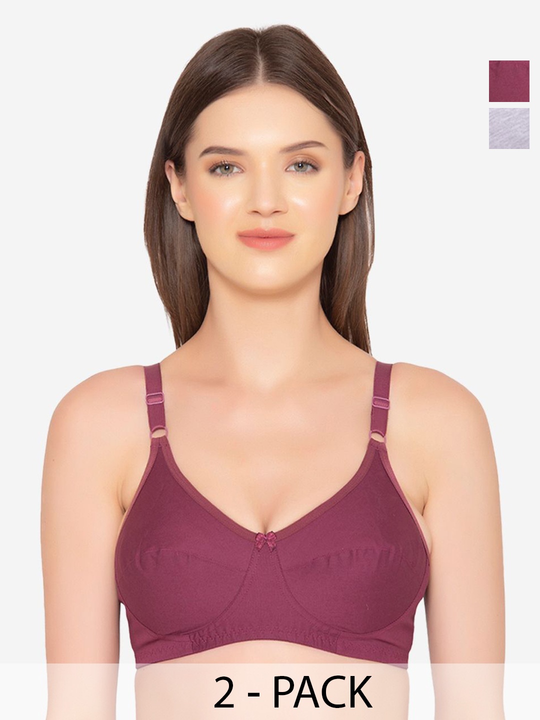

GROVERSONS Paris Beauty Pack Of 2 Full Coverage Non Padded Bra, Grey melange