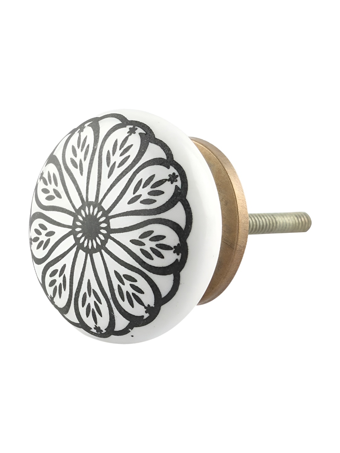 

Indianshelf Black & White 4 Pieces Printed Metal Door Knobs