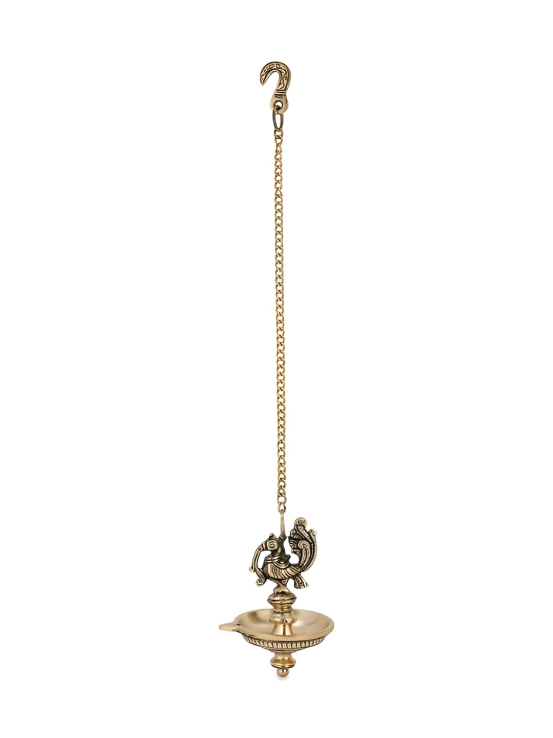

Fabindia Gold Toned Brass Antiqued Mehnoor Hanging Oil Lamp, Bronze