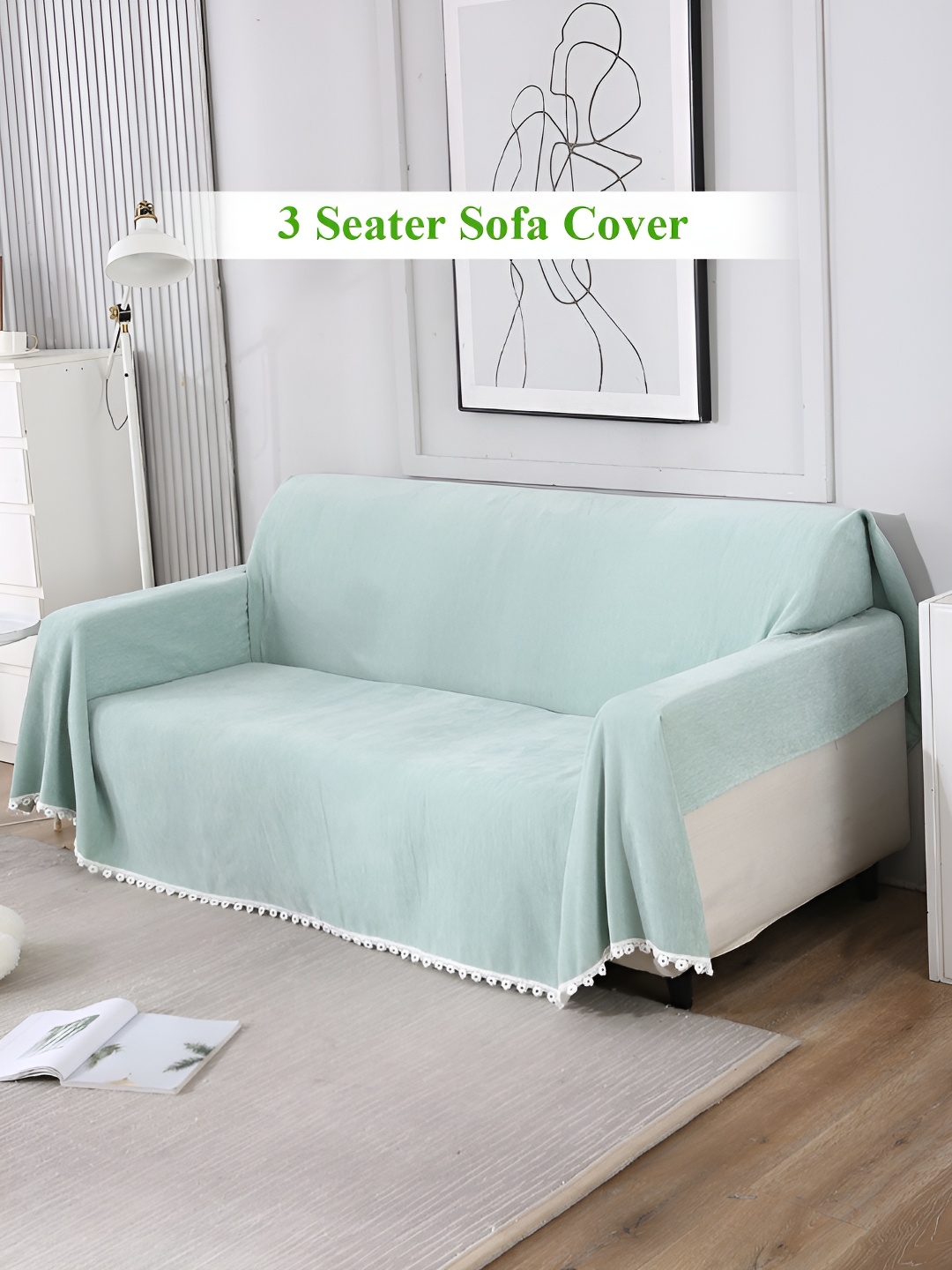 

HOKIPO Green Solid 3 Seater Sofa Throw
