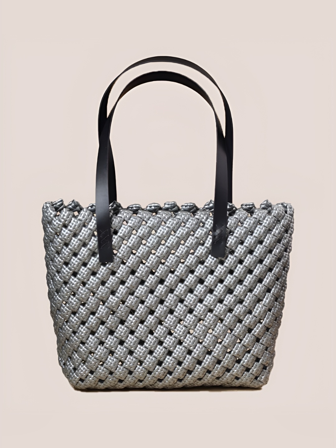 

MAATIR DESIGNS Silver-Toned & Black Reusable Tote Basket Organisers