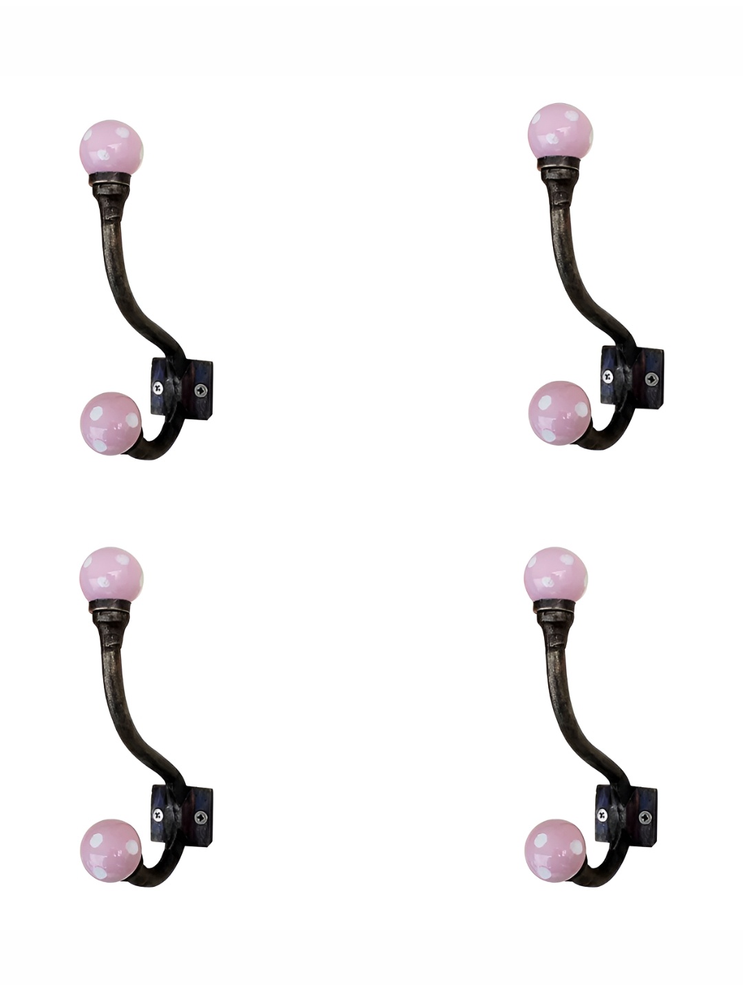 

Indianshelf Pink & White 4 Pieces Printed Hooks