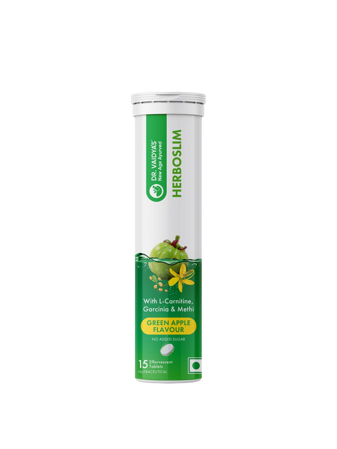 

DR. VAIDYA'S Herboslim Tablets - 15 Effervescent Tablets -Green Apple Flavor