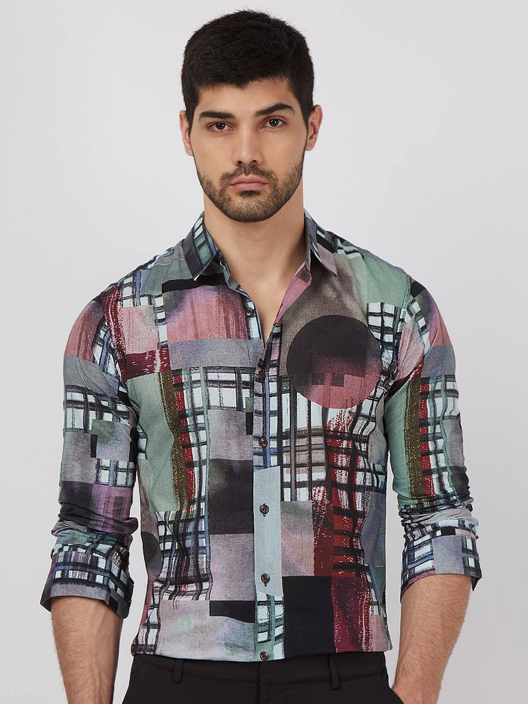 

Mufti Men Slim Fit Opaque Printed Casual Shirt, Multi