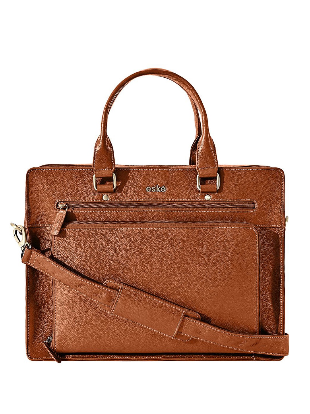 

Eske Maik Leather Textured Upto 15inch Laptop Messenger Briefcase Bag, Brown