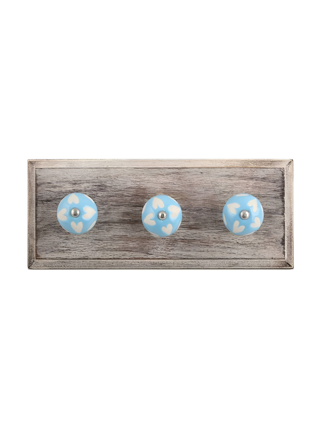 

Indianshelf Turquoise Blue & White 4 Pieces Printed Wooden Hooks