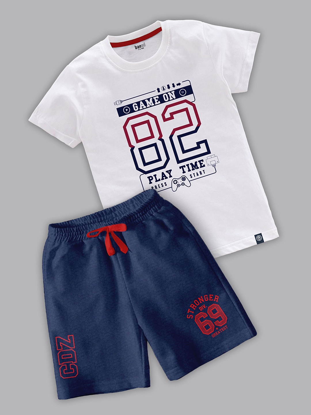 

BAESD Boys Printed T-shirt with Shorts, White