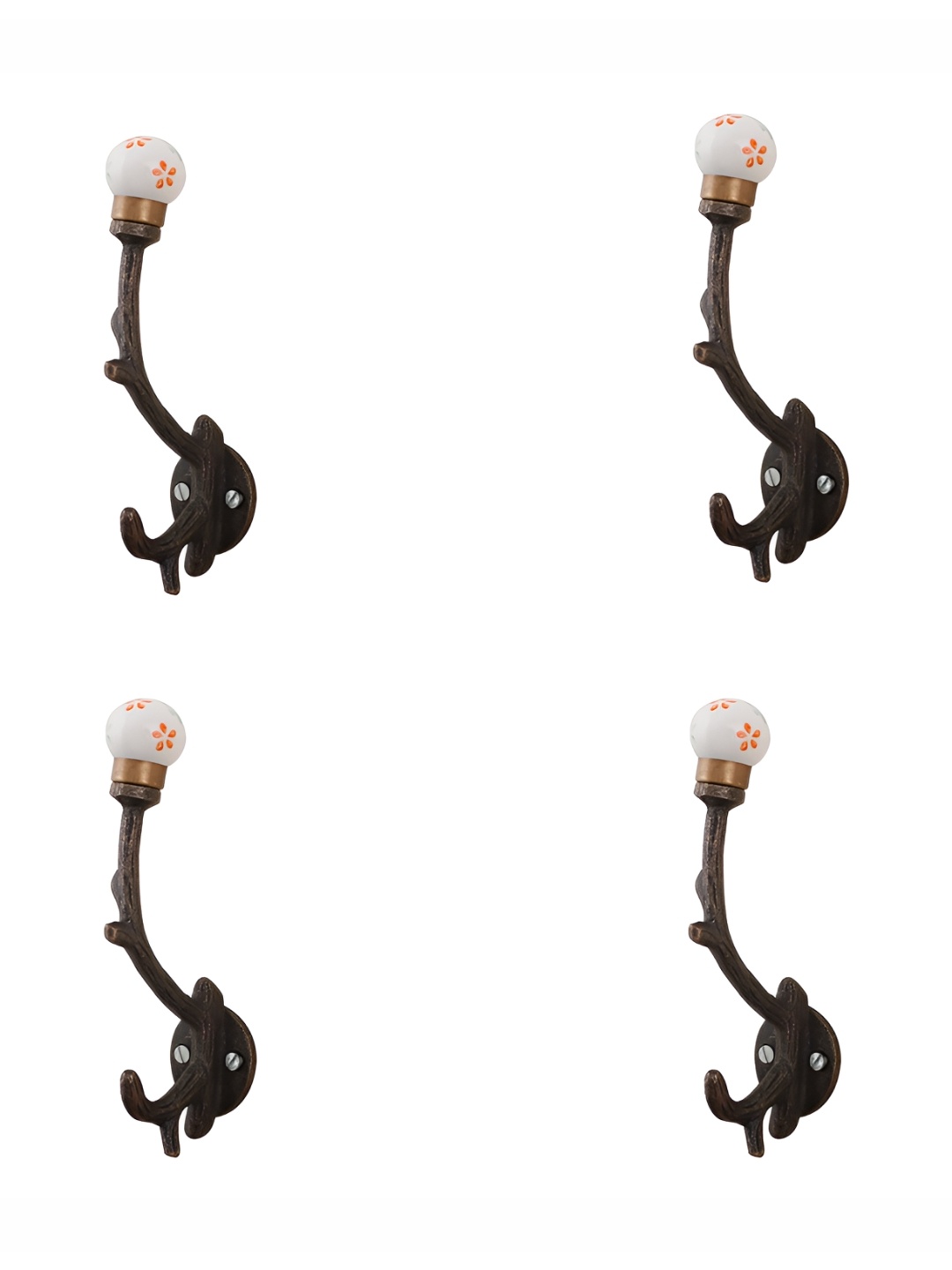 

Indianshelf Copper toned & Red 4 Pieces Metal Wall Hooks