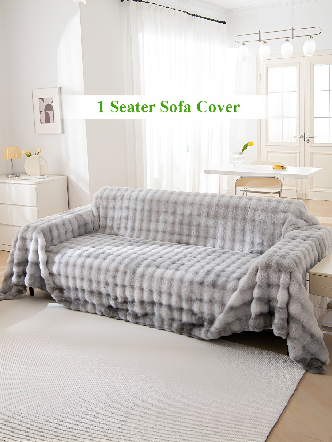 

HOKIPO Grey & Black Self-Design Single Seater Sofa Throw