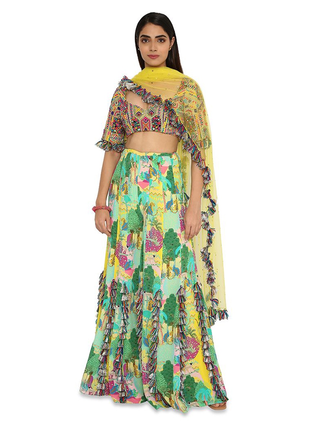 

Payal Singhal Floral Printed Ready to Wear Lehenga & Blouse With Dupatta, Yellow