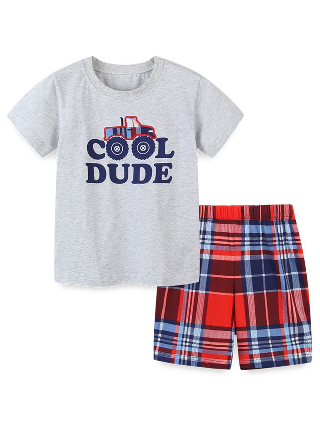 

StyleCast Boys Printed Pure Cotton T-shirt With Shorts, Grey