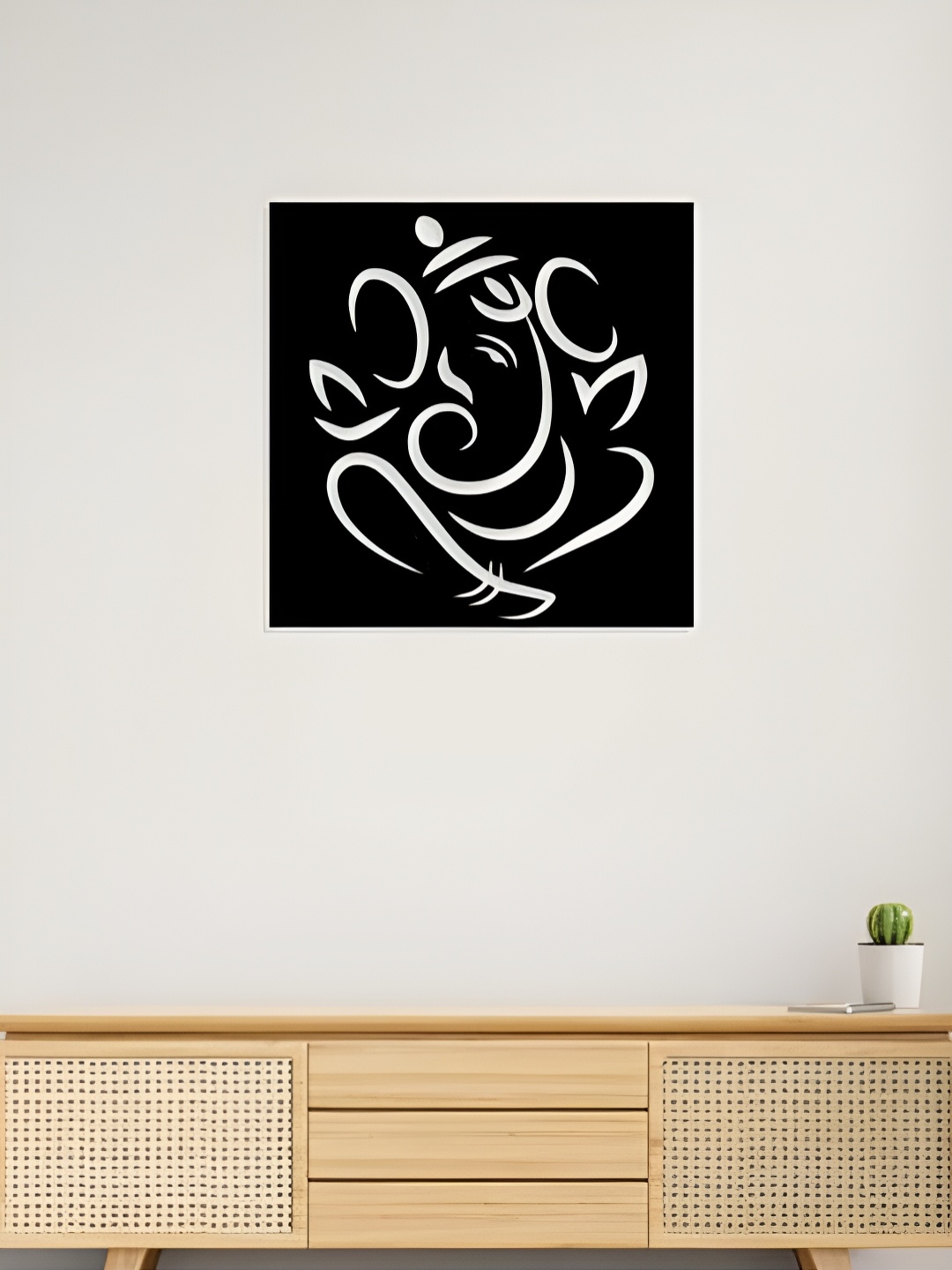 

ARTROOMS Ganpati Metal Wall Hanging, Black