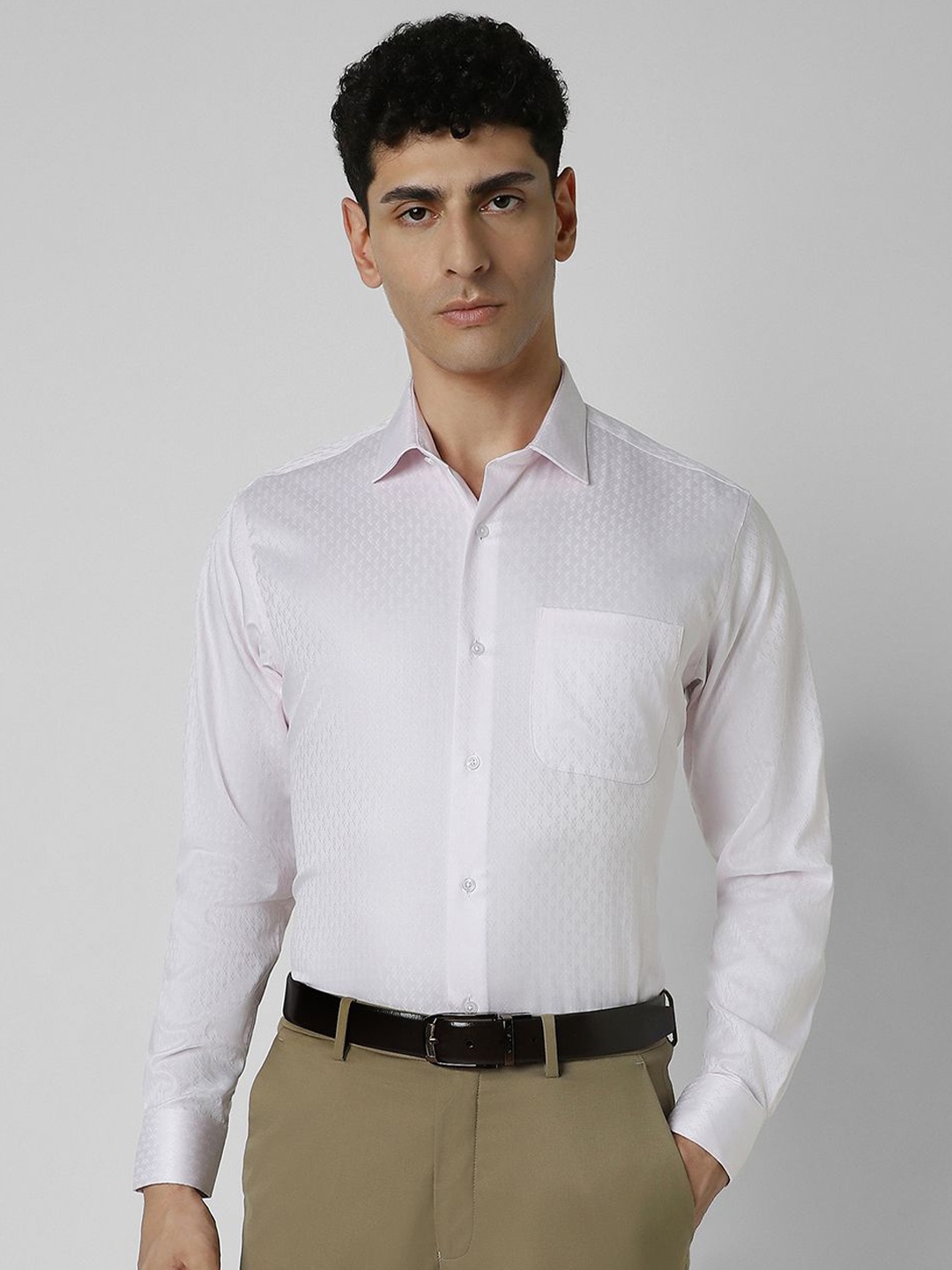 

Van Heusen Men Spread Collar Micro Ditsy Printed Cotton Formal Shirt, Pink