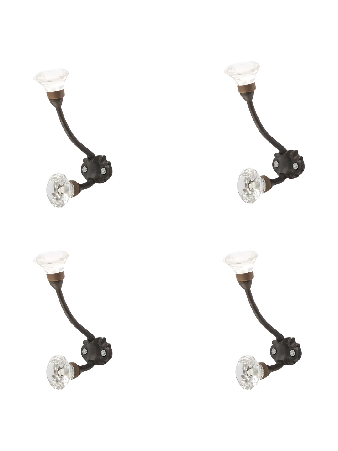 

Indianshelf Transparent & Black 4 Pieces Textured Metal Wall Hooks