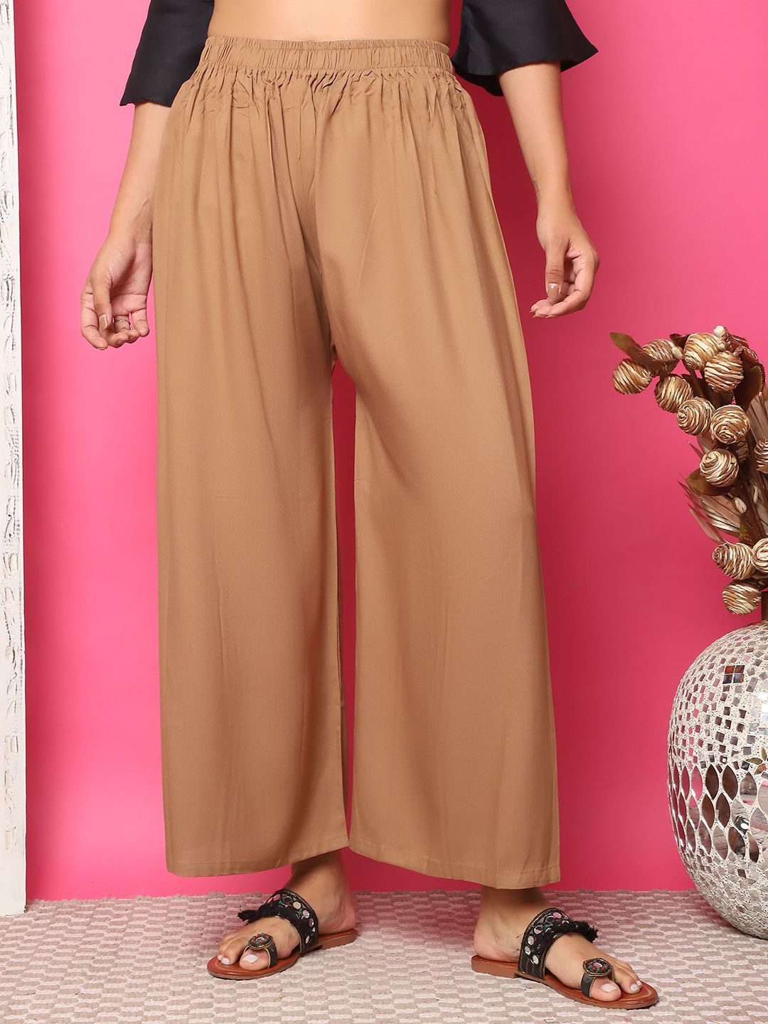 

TAG 7 Women Wide Leg Palazzos, Camel brown