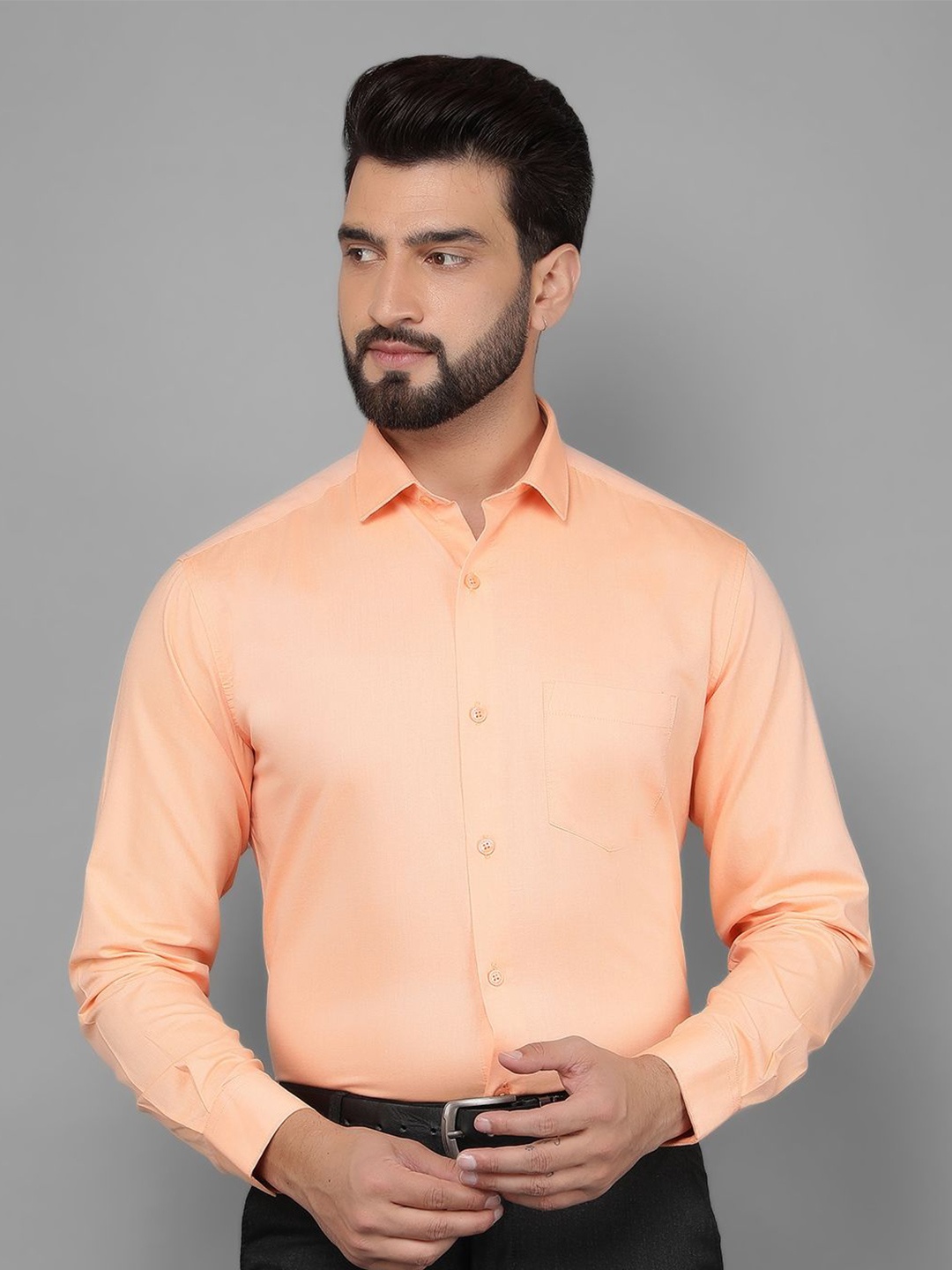 

Canary London Men Smart Solid Slim Fit Formal Shirt, Orange