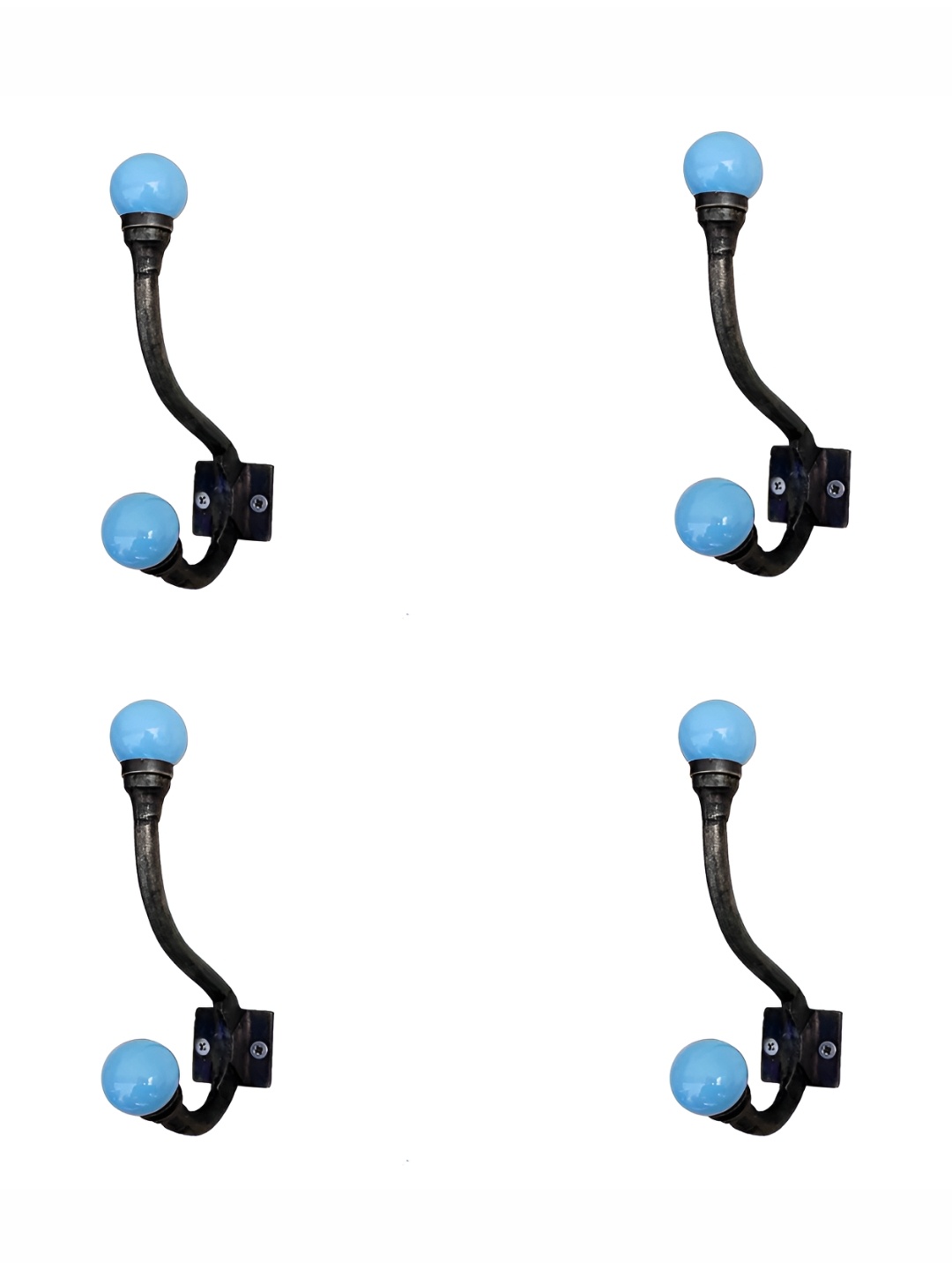 

Indianshelf Turquoise Blue & Black 4 Pieces Metal Hooks and Holders