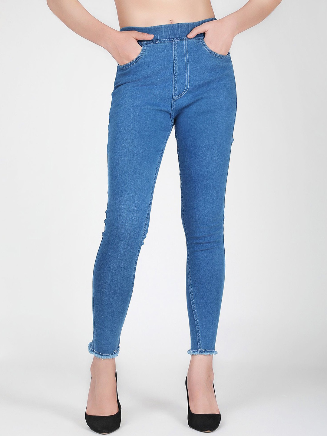 

3BUTTERFLIES Women Skinny Fit High-Rise Jeans, Blue