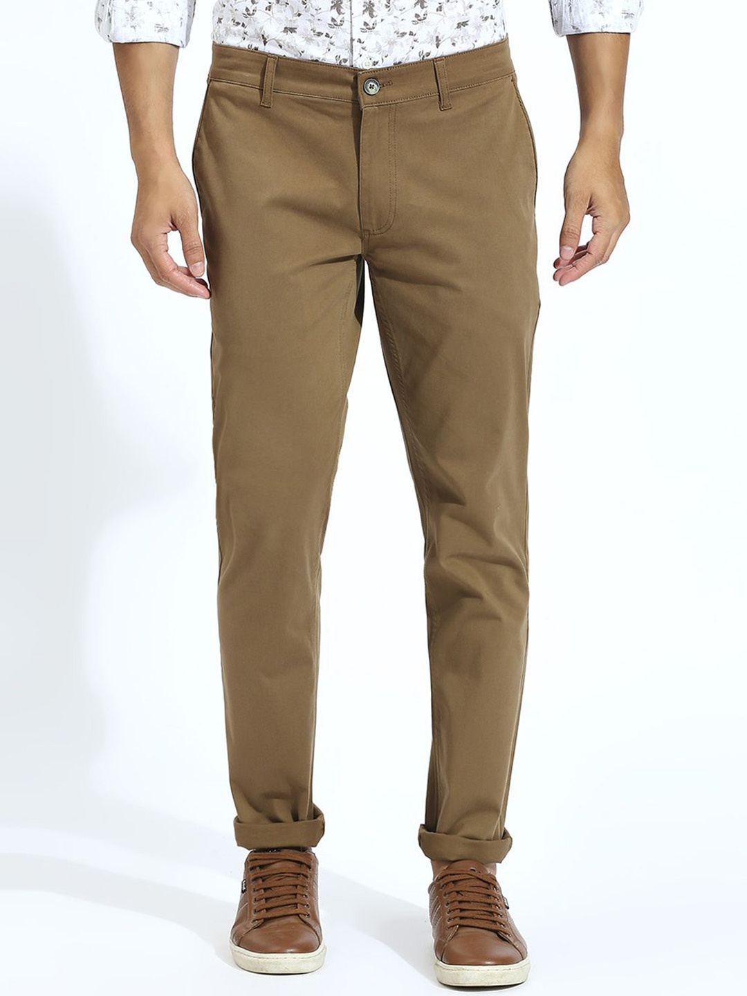 

Klub Fox Men Slim Fit Chinos Trousers, Khaki