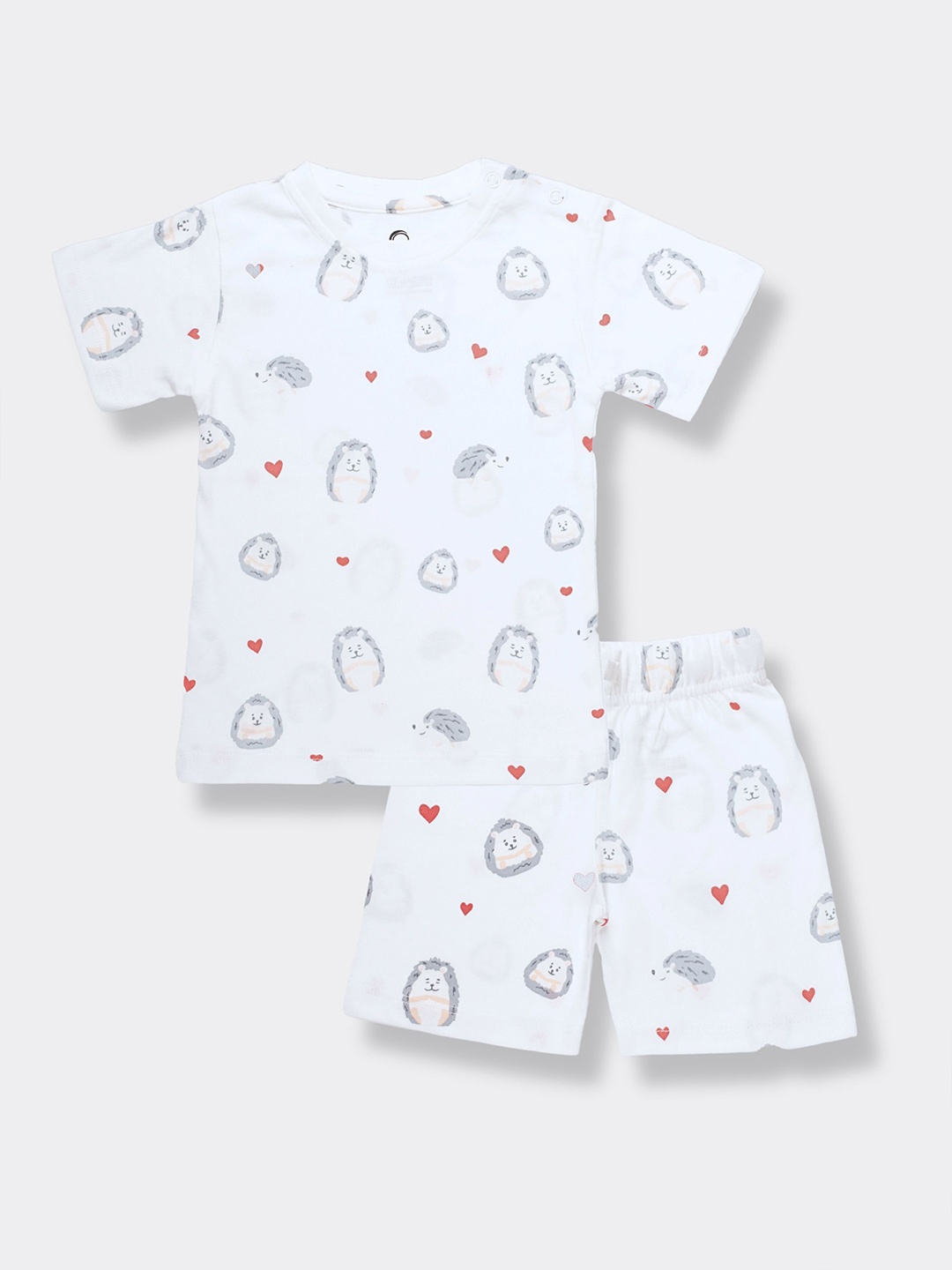 

Orange Sugar Kids Printed Pure Cotton T-shirt with Shorts, White