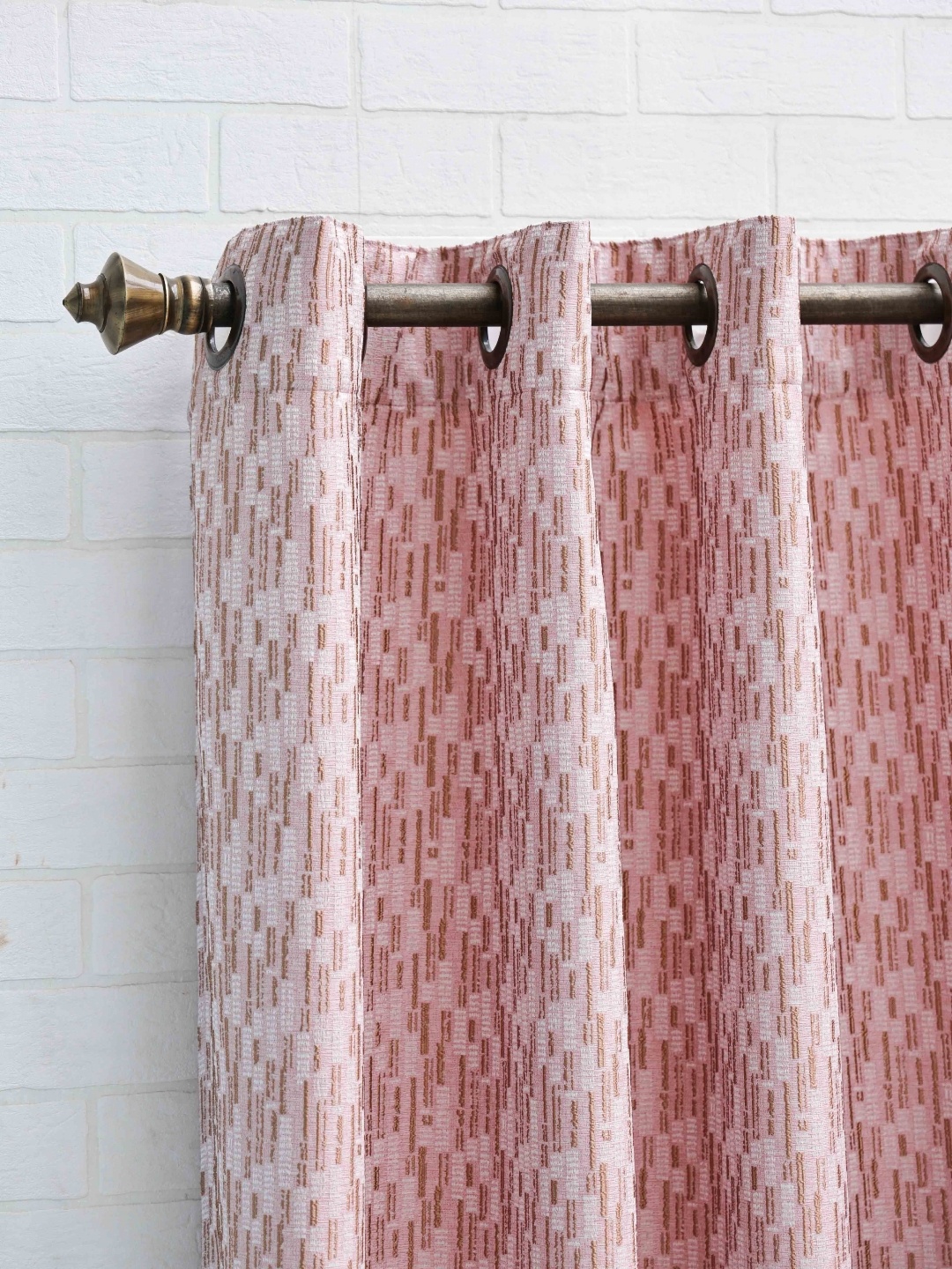 

Ariana Pink & Brown Self Design Room Darkening Jacquard Long Door Curtain