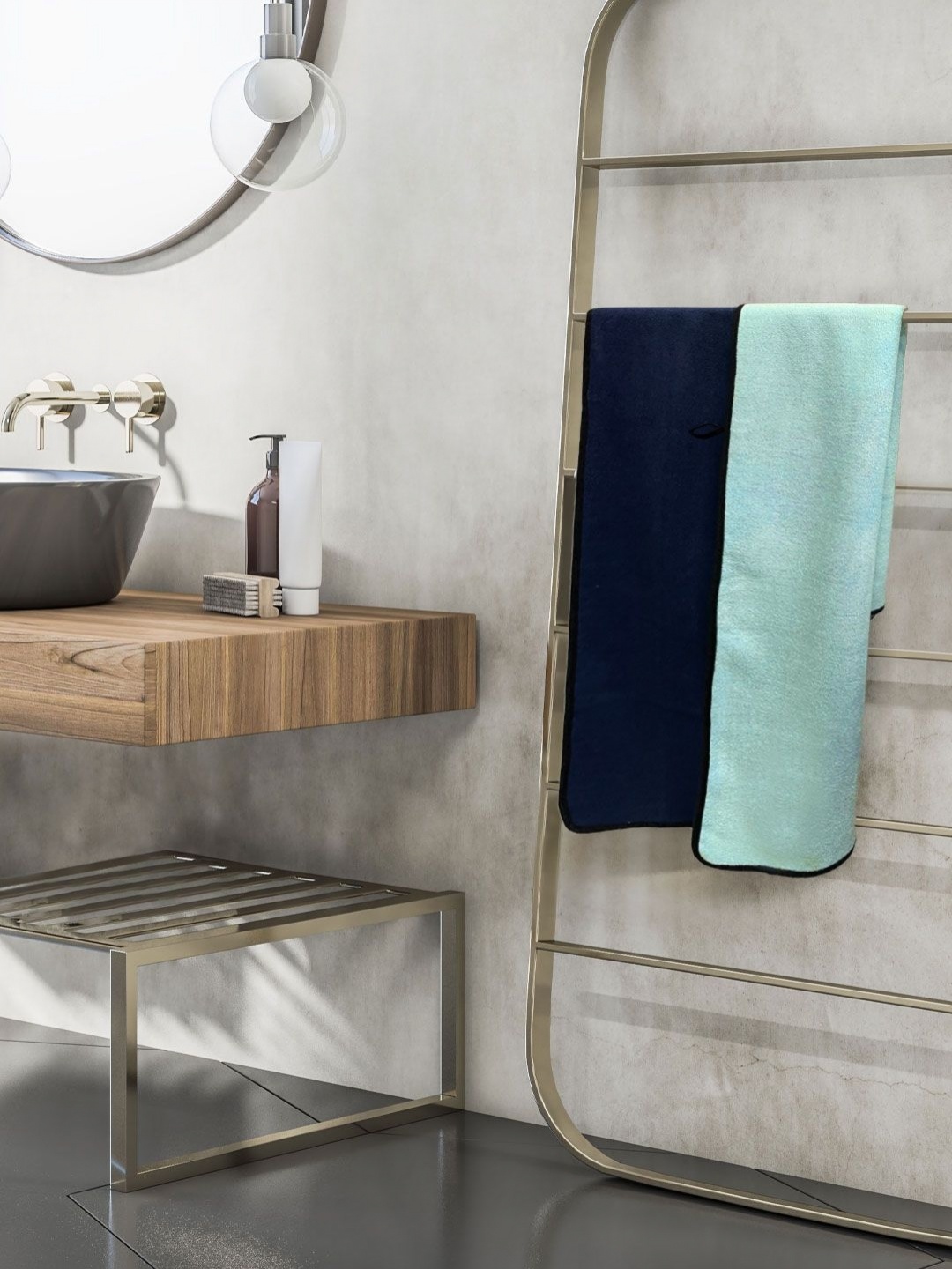 

Myntra Elegant Homes Navy Blue & Blue 650 GSM Bath Towel