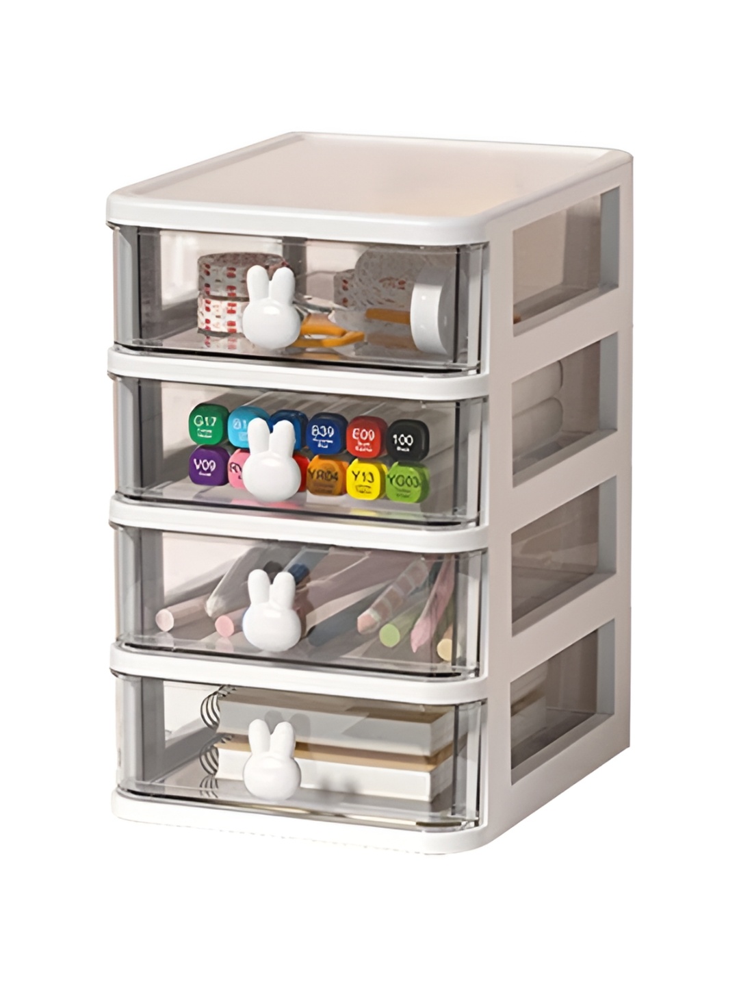 

HOUSE OF QUIRK White & Transparent 4 Tier Rectangular Jewellery Organiser